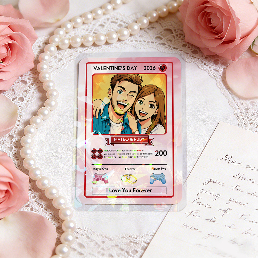 Tarjeta De Pareja Poderosa Personalizada Para San Valentín, Tarjeta De Aniversario Personalizada Con Foto De Pareja Estilo Anime, El Mejor Regalo De San Valentín Para Tu Pareja. - mymoonlampes
