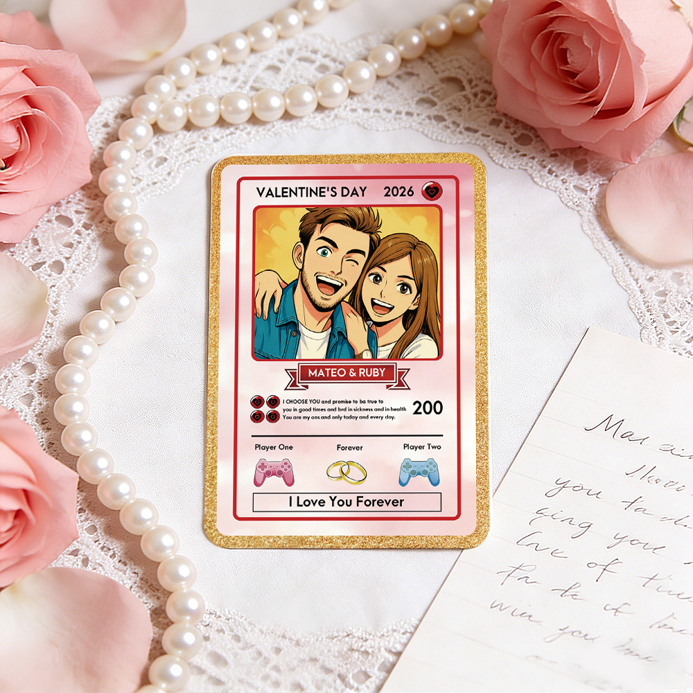 Tarjeta De Pareja Poderosa Personalizada Para San Valentín, Tarjeta De Aniversario Personalizada Con Foto De Pareja Estilo Anime, El Mejor Regalo De San Valentín Para Tu Pareja. - mymoonlampes