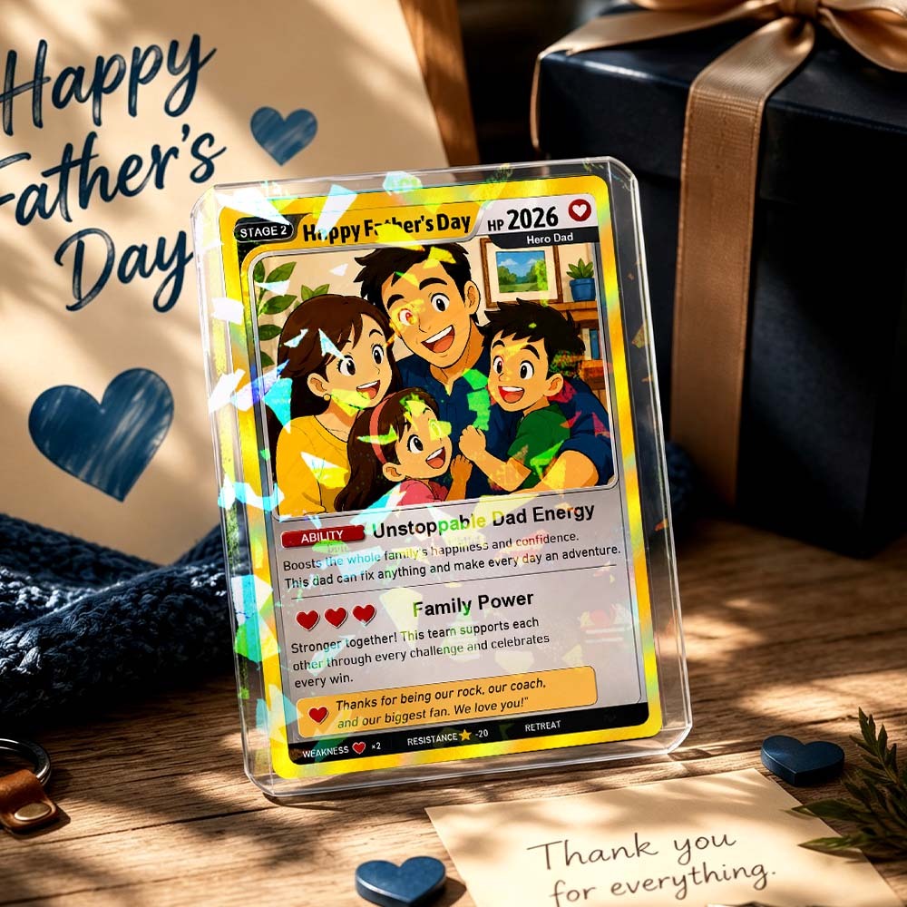 Feliz Día Del Padre Anime Trading Card Regalo Para Papá, Tarjeta Coleccionable Personalizada De Fans De Anime, Regalo De Recuerdo Personalizado Del Día Del Padre, Tarjeta Pkm - mymoonlampes