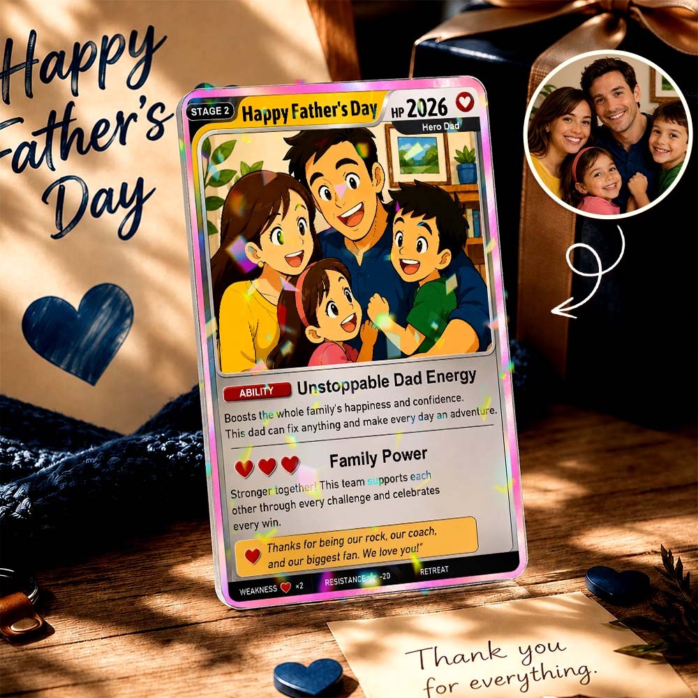 Feliz Día Del Padre Anime Trading Card Regalo Para Papá, Tarjeta Coleccionable Personalizada De Fans De Anime, Regalo De Recuerdo Personalizado Del Día Del Padre, Tarjeta Pkm - mymoonlampes