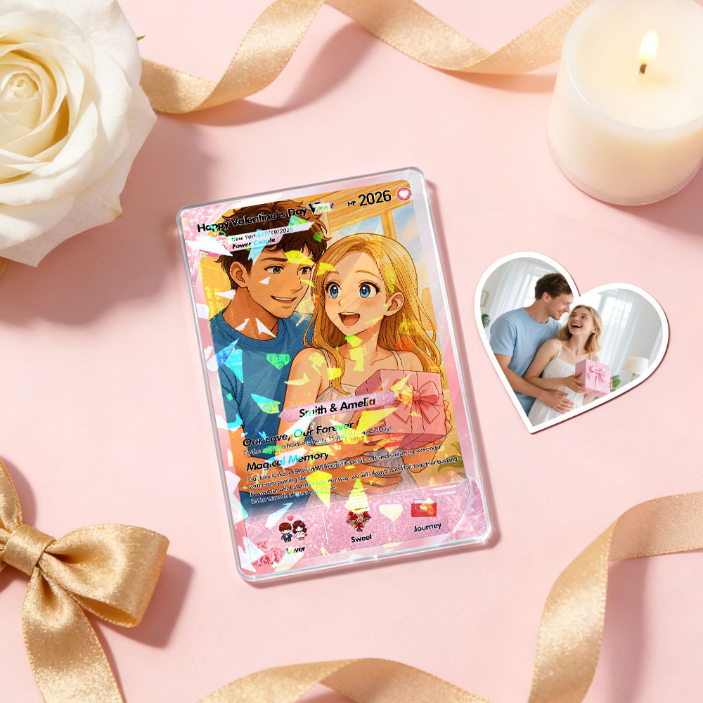 Tarjeta Personalizada Del Día De San Valentín Poke, Tarjeta De Pareja De Anime Con Foto Personalizada, Regalo De Boda Y Aniversario Para él Y Ella, Regalo De Novio - mymoonlampes