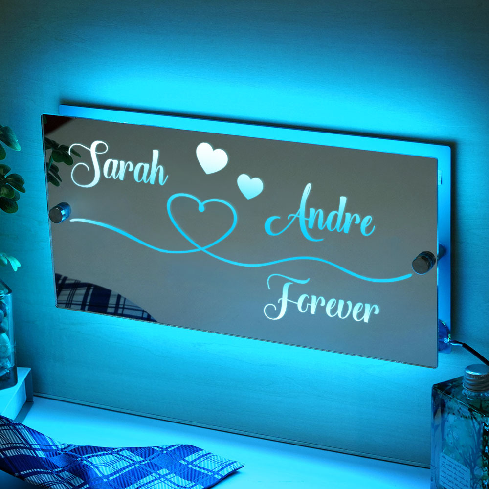 Regalo De San Valentín, Luz Led Personalizada Creativa Para Dormitorio, Diseño De Arte De Pared, Decoración Del Hogar, Espejo Colgante Para Habitación Con Tu Nombre, Letrero Con Nombre Iluminado Personalizado - mymoonlampes