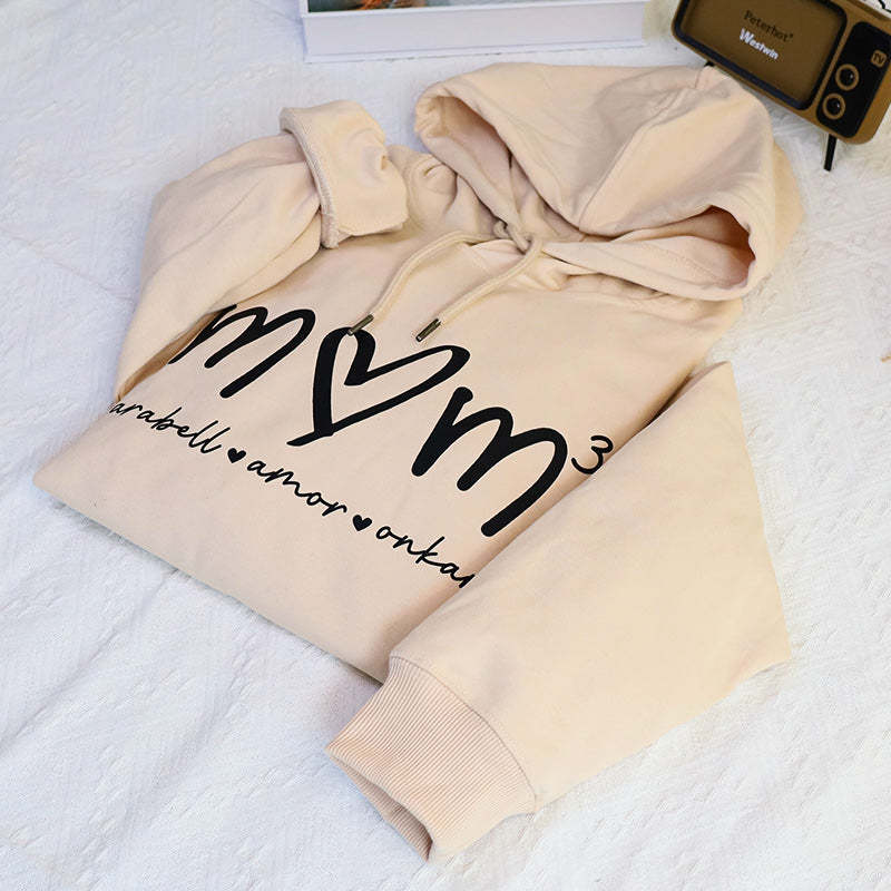 Sudadera Con Capucha Bordada Personalizada Para Mamá Con El Nombre Del Niño En El Pecho. Regalo Para Mamá. - mymoonlampes