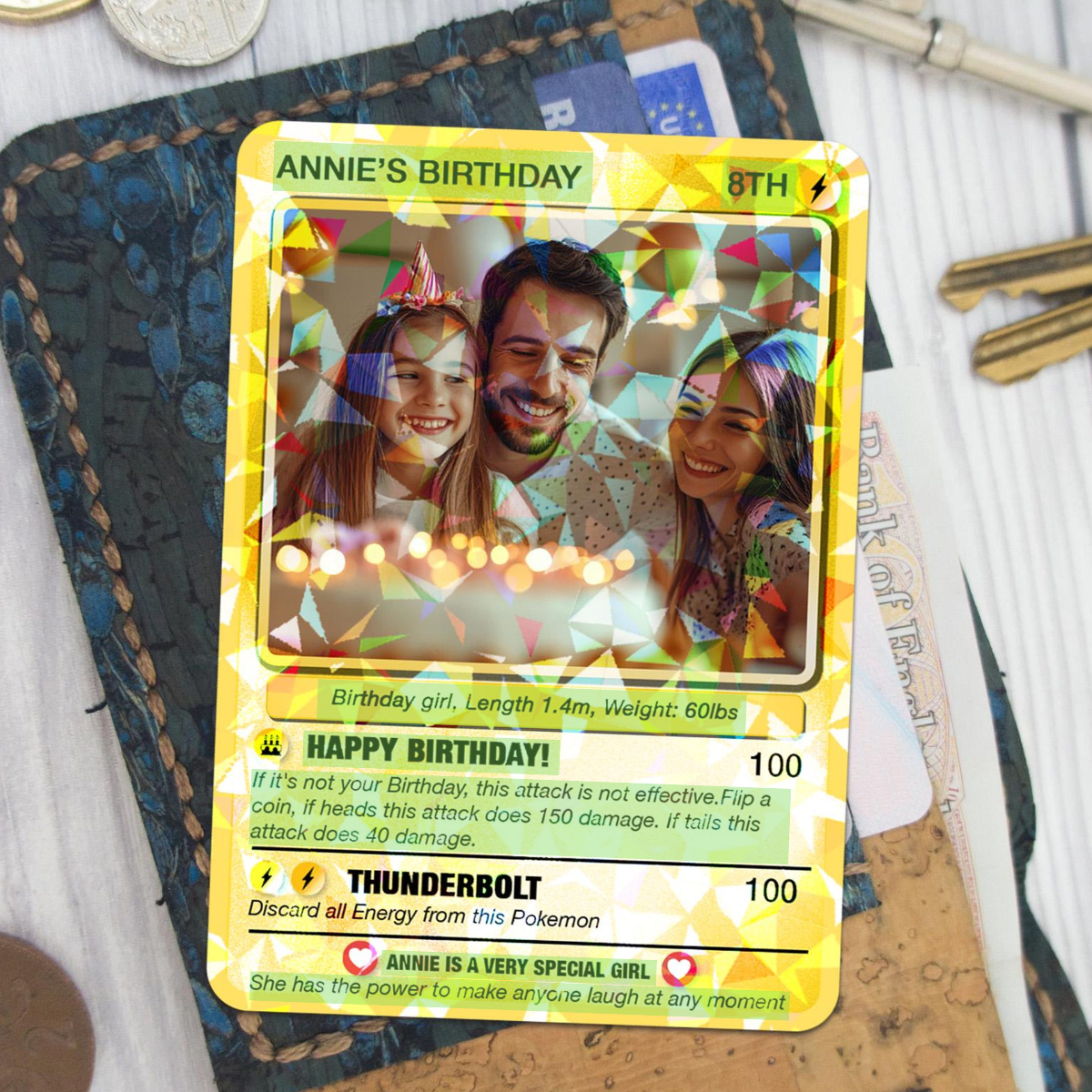 Tarjeta Poke Personalizada En Cumpleaños, Tarjeta De Billetera De Cumpleaños, Tarjeta Fotográfica De Cumpleaños De Niños, Tarjeta De Aniversario Poke Personalizada, Regalo De Feliz Cumpleaños - mymoonlampes