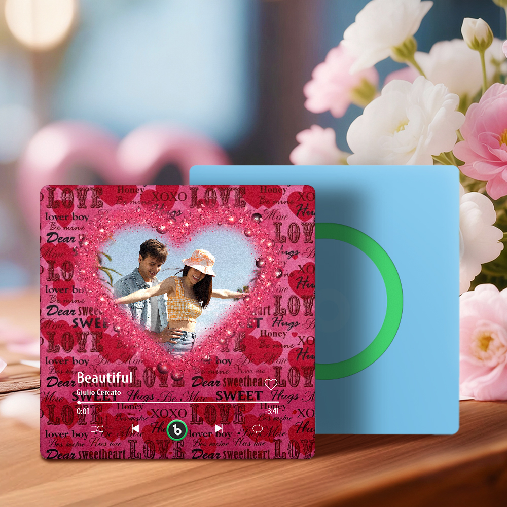 Imán De Nevera Para San Valentín Con Fotos Personalizadas Y Música. Regalo Para Parejas. - mymoonlampes