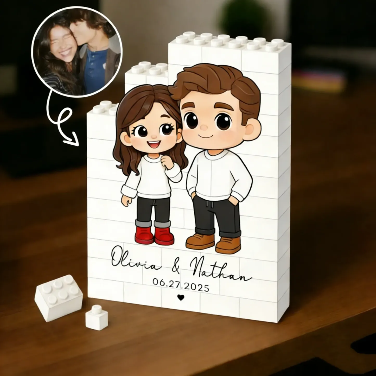 Marco De Fotos Personalizado Con Forma De Rompecabezas De Ladrillos: Construye Tu Amor, Un Regalo Romántico Para Parejas Para El Día De San Valentín Y Aniversarios. Regalo Personalizado De Bloques De Construcción Para Parejas. - mymoonlampes