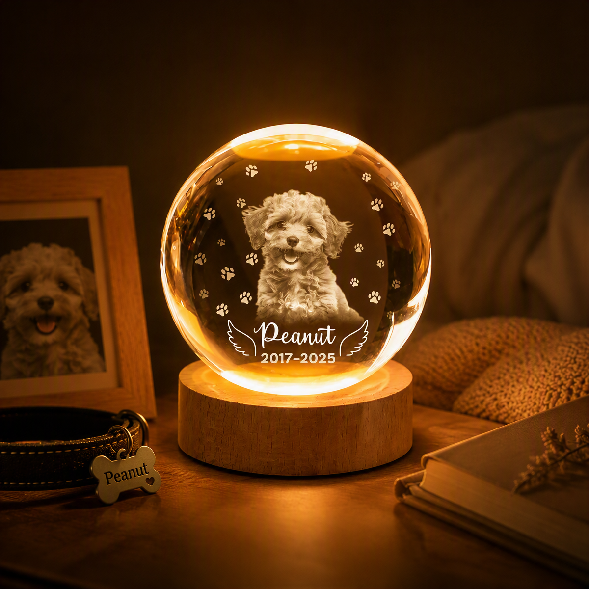 Bola De Cristal LED Personalizada Con Foto De Mascota, Regalo Conmemorativo Personalizado Para Amantes De Perros Y Gatos, Luz Nocturna De Recuerdo Para Quienes Han Perdido A Una Mascota.