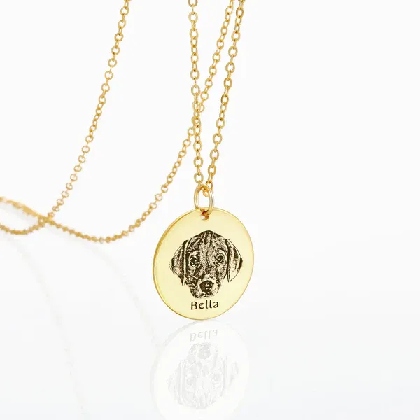 Collar Con Foto Y Retrato Grabado En Forma Redonda, Joyería Personalizada Con Retrato Chapada En Oro De 14 Quilates. - mymoonlampes