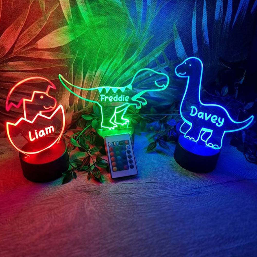 Luz De Cambio De Color De Dinosaurio Personalizada Luz De Noche De Dormitorio Led Iluminación Ambiental Para Niños Y Niñas - milamparaluna