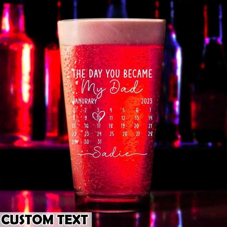Regalo Del Día Del Padre De La Hija, Regalos Personalizados Para Papá, Regalo De Papá, Regalo De Cumpleaños De Papá, Vaso De Cerveza Personalizado, El Día En Que Te Convertiste En Mi Papá - mymoonlampes