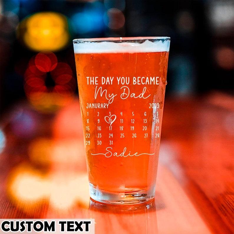 Regalo Del Día Del Padre De La Hija, Regalos Personalizados Para Papá, Regalo De Papá, Regalo De Cumpleaños De Papá, Vaso De Cerveza Personalizado, El Día En Que Te Convertiste En Mi Papá - mymoonlampes