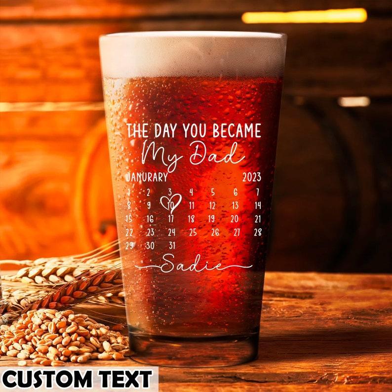 Regalo Del Día Del Padre De La Hija, Regalos Personalizados Para Papá, Regalo De Papá, Regalo De Cumpleaños De Papá, Vaso De Cerveza Personalizado, El Día En Que Te Convertiste En Mi Papá - mymoonlampes