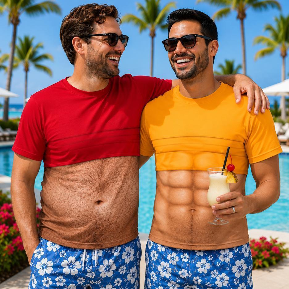 Camisa De Papá Bod, Camisa De Pelo De Pecho Falso Personalizada, Camisas Personalizadas De Aloha Y Chill, Camisa Muscular Falsa De Playa Tropical Novedosa, Camiseta De Papá Novedosa - mymoonlampes