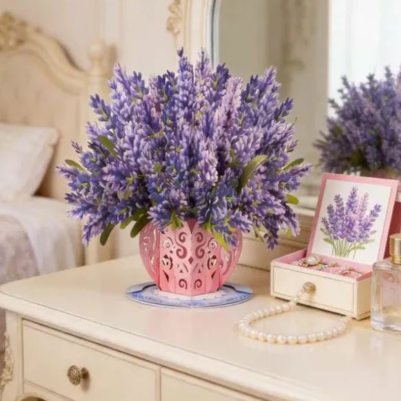 Tarjeta Desplegable 3d Con Flores Que Florecen Eternamente: Mensaje De Amor Personalizado Y Regalo Para El Día De La Madre Con Flores Que Perduran. - mymoonlampes