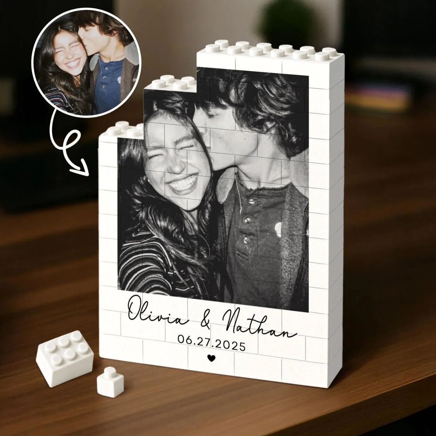 Marco De Rompecabezas De Ladrillos Con Fotos Personalizado: Construye Tu Amor, Un Regalo Romántico Para San Valentín Y Aniversarios. - mymoonlampes