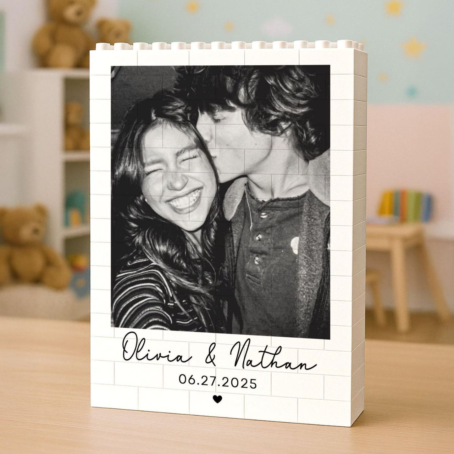 Marco De Rompecabezas De Ladrillos Con Fotos Personalizado: Construye Tu Amor, Un Regalo Romántico Para San Valentín Y Aniversarios. - mymoonlampes