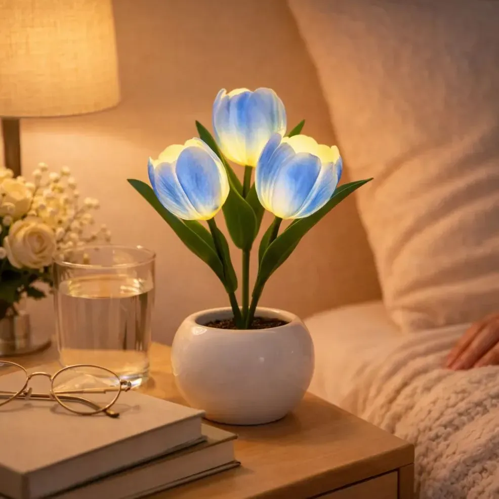 Lámpara De Noche Personalizada Con Forma De Tulipán: Lámpara De Flores Grabada A Medida, Lámpara De Mesa Led Romántica Regulable, Regalo Para Mamá, Esposa O Novia. - mymoonlampes