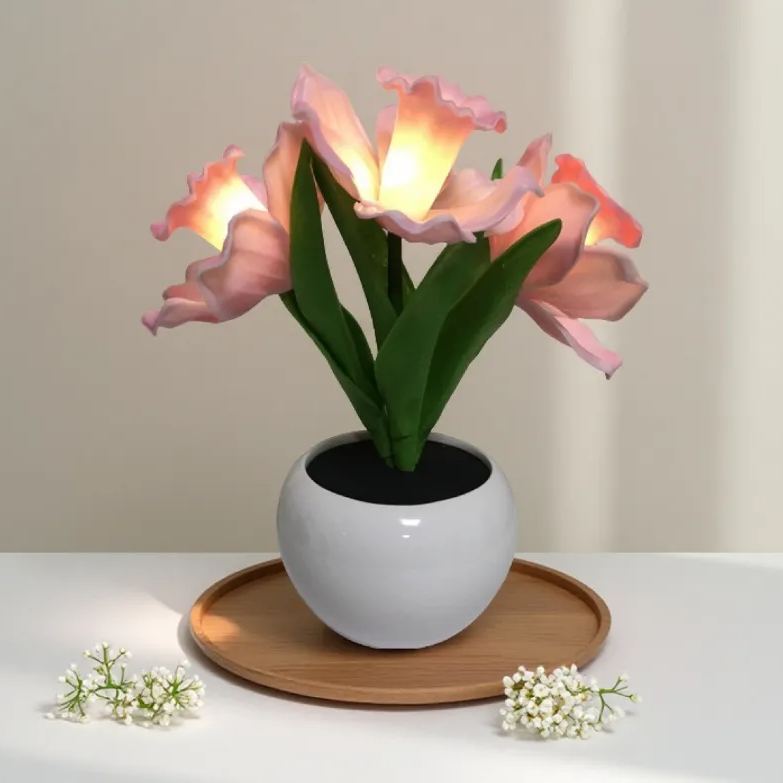 Lámpara De Mesa Led Con Forma De Flor De Narciso Artificial Con Interruptor Táctil, Lámpara Ambiental Romántica Para La Decoración Del Escritorio Del Dormitorio. - mymoonlampes