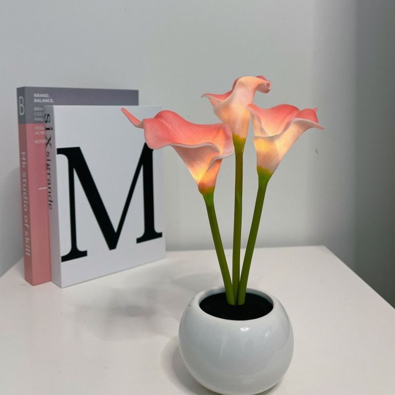 Lámpara De Mesa Led Con Forma De Cala Artificial – Luz Nocturna Decorativa Con Forma De Flor, Lámpara De Escritorio De Luz Blanca Cálida Para La Decoración Del Dormitorio Y El Hogar. - mymoonlampes