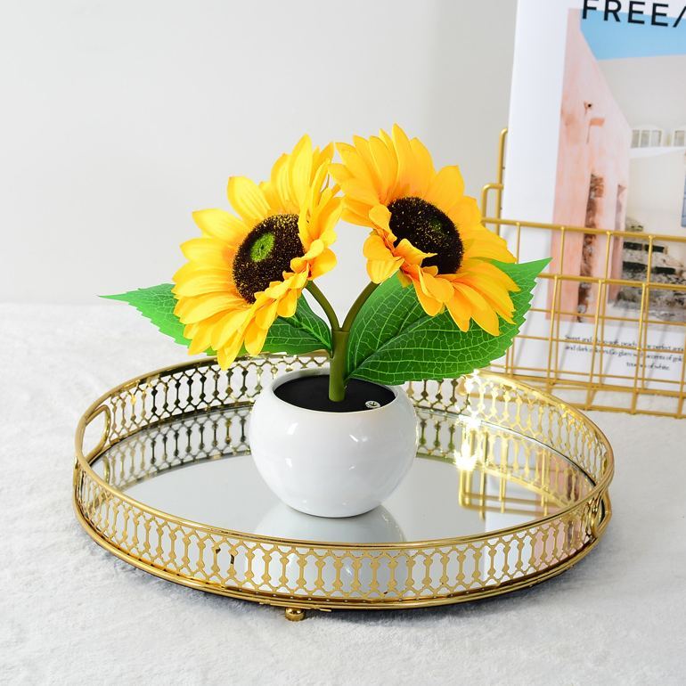 Lámpara De Noche Led Con Forma De Girasol, Lámpara De Mesa Con Girasol Artificial, Luz Decorativa Con Forma De Flor Para Dormitorio, Escritorio Y Decoración Del Hogar. - mymoonlampes