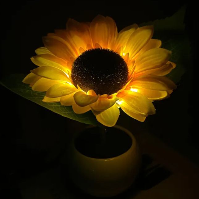 Lámpara De Noche Led Con Forma De Girasol, Lámpara De Mesa Con Girasol Artificial, Luz Decorativa Con Forma De Flor Para Dormitorio, Escritorio Y Decoración Del Hogar. - mymoonlampes