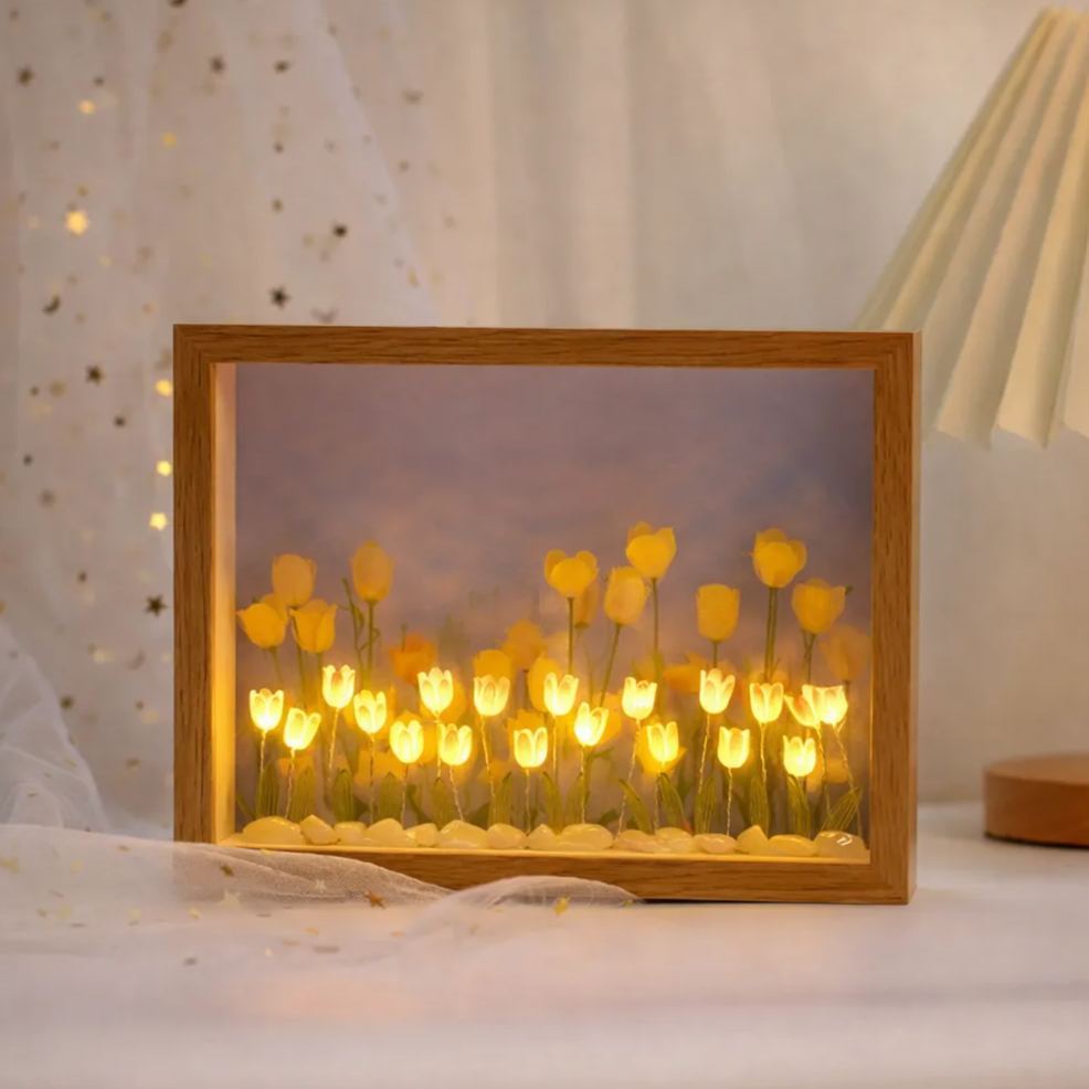 Marco De Luz Nocturna De Tulipán Con Foto Personalizada - Lámpara De Flores Led De Bricolaje, Caja De Luz Acrílica Romántica, Regalo Personalizado Para La Decoración Del Dormitorio Del Día De La Madre El Mejor Regalo Del Día De La Madre Para Mamá - mymoonlampes