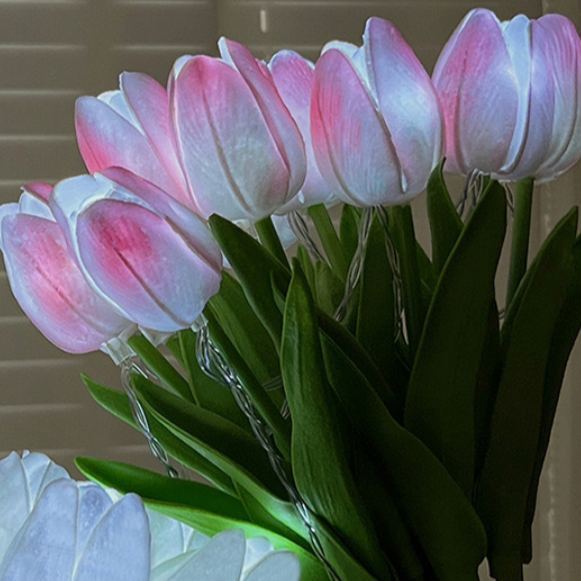 Lámpara De Noche Led Diy Con Forma De Tulipán Artificial, Lámpara De Ambiente Para Mesita De Noche, Funciona Con Pilas, Lámpara De Mesa Floral Hecha A Mano - mymoonlampes