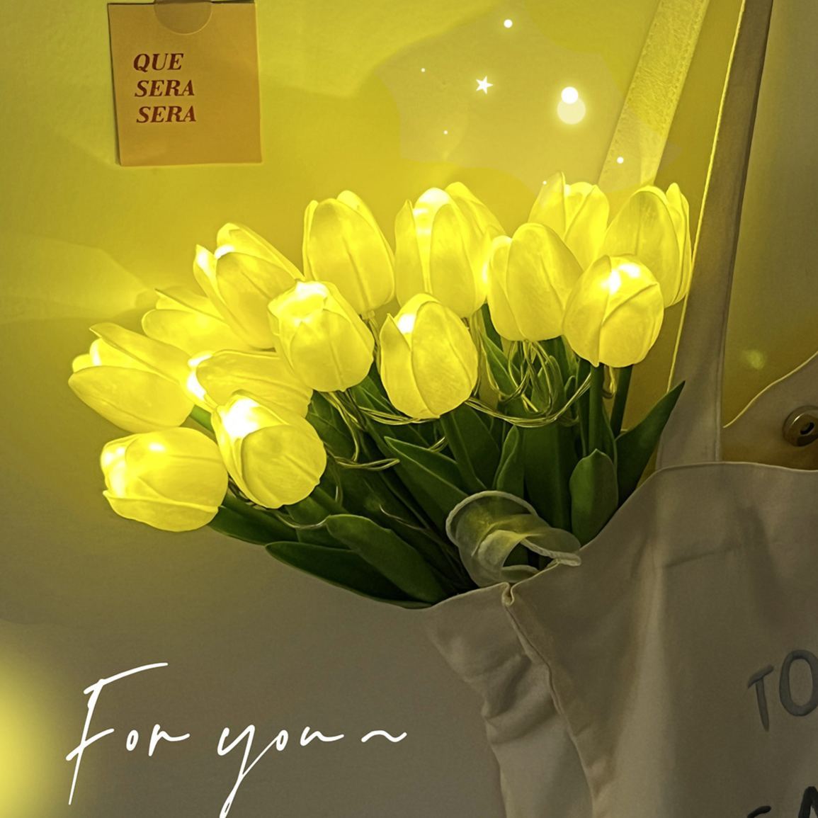 Lámpara De Noche Led Diy Con Forma De Tulipán Artificial, Lámpara De Ambiente Para Mesita De Noche, Funciona Con Pilas, Lámpara De Mesa Floral Hecha A Mano - mymoonlampes