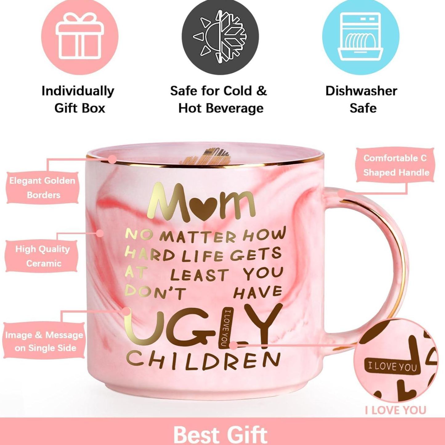 Regalos Para El Día De La Madre: Taza De Café De 355 Ml Para Mamá De Parte De Su Hija O Hijo. Regalo De Cumpleaños Único Para Mamá Y Esposa De Parte De Su Esposo. Divertido Regalo De Aniversario De Jubilación Para El Día De La Madre. - mymoonlampes