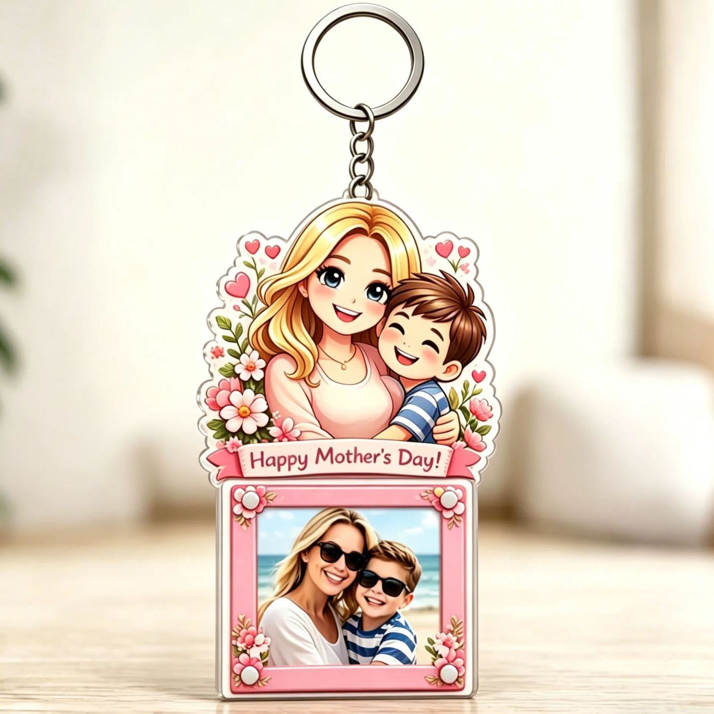 Llavero Acrílico Con Marco De Fotos De Dibujos Animados Personalizado, Soporte Magnético Para Minifotos Con Personaje Personalizado En La Parte Superior. - mymoonlampes