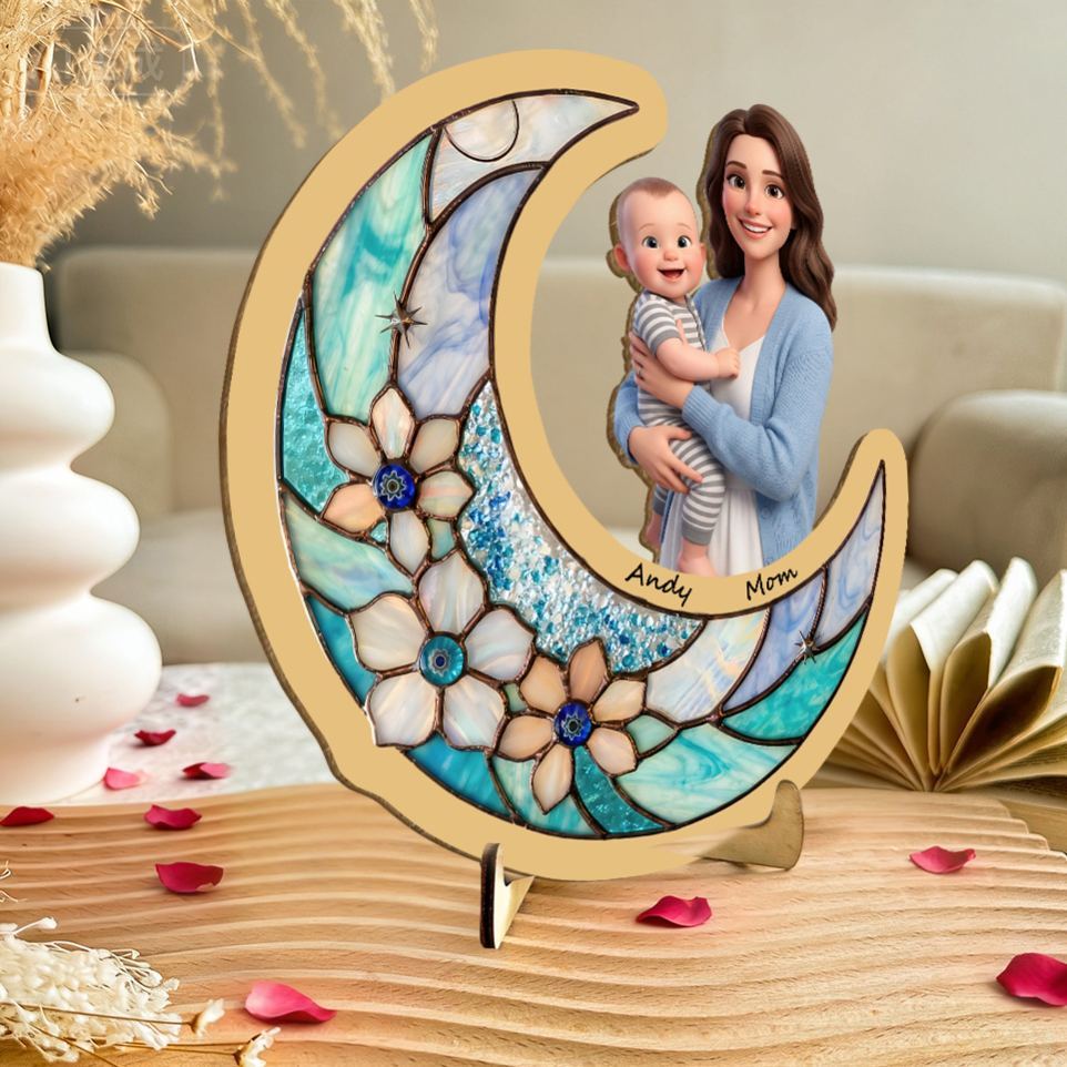 Cuadro Decorativo De Madera 3d Personalizado Con Diseño De Dibujos Animados, Retrato De Dibujos Animados A Medida, Decoración Única Para El Hogar En Madera, El Mejor Regalo Del Día De La Madre Para Mamá. - mymoonlampes