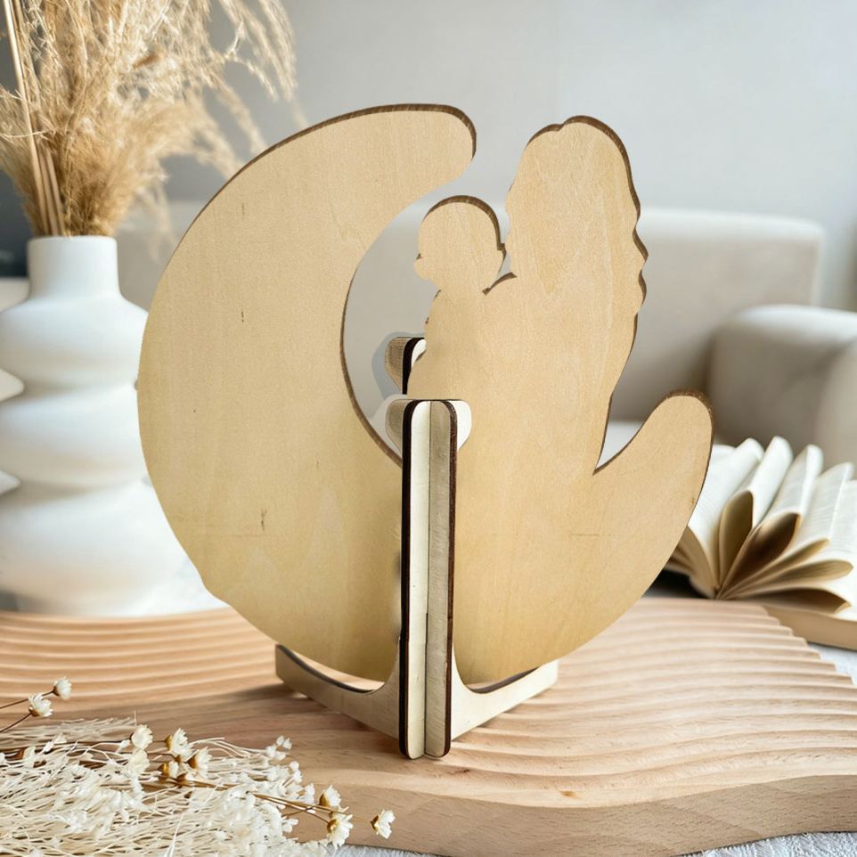 Cuadro Decorativo De Madera 3d Personalizado Con Diseño De Dibujos Animados, Retrato De Dibujos Animados A Medida, Decoración Única Para El Hogar En Madera, El Mejor Regalo Del Día De La Madre Para Mamá. - mymoonlampes