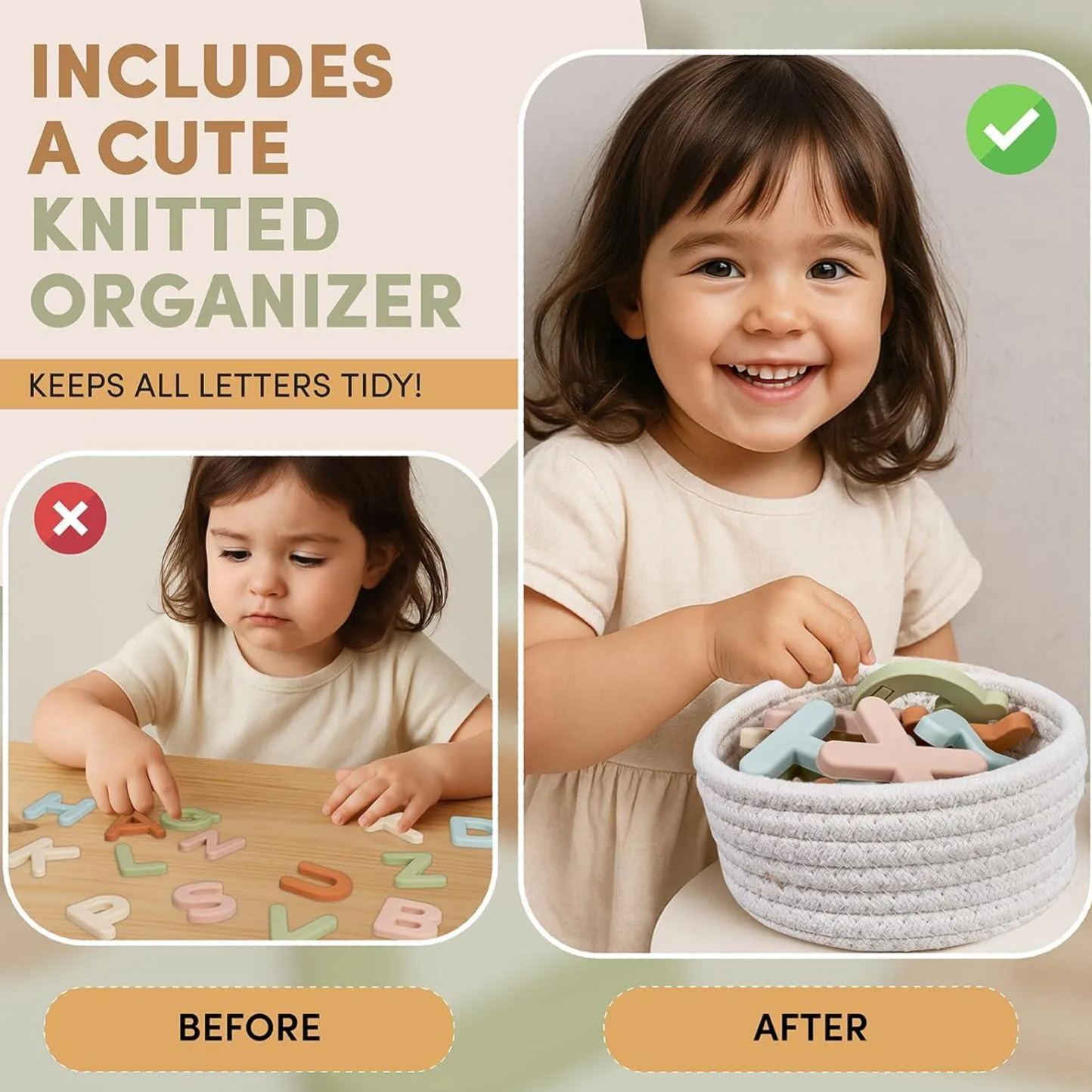 Letras Magnéticas De Silicona Con El Alfabeto, 26 Imanes De Nevera Con Letras Mayúsculas Abc Para Niños De 3 Años En Adelante, Juego De Juguetes Educativos Para El Refrigerador, Regalos De Cumpleaños Para Niños Y Niñas (colores Suaves). - mymoonlampes