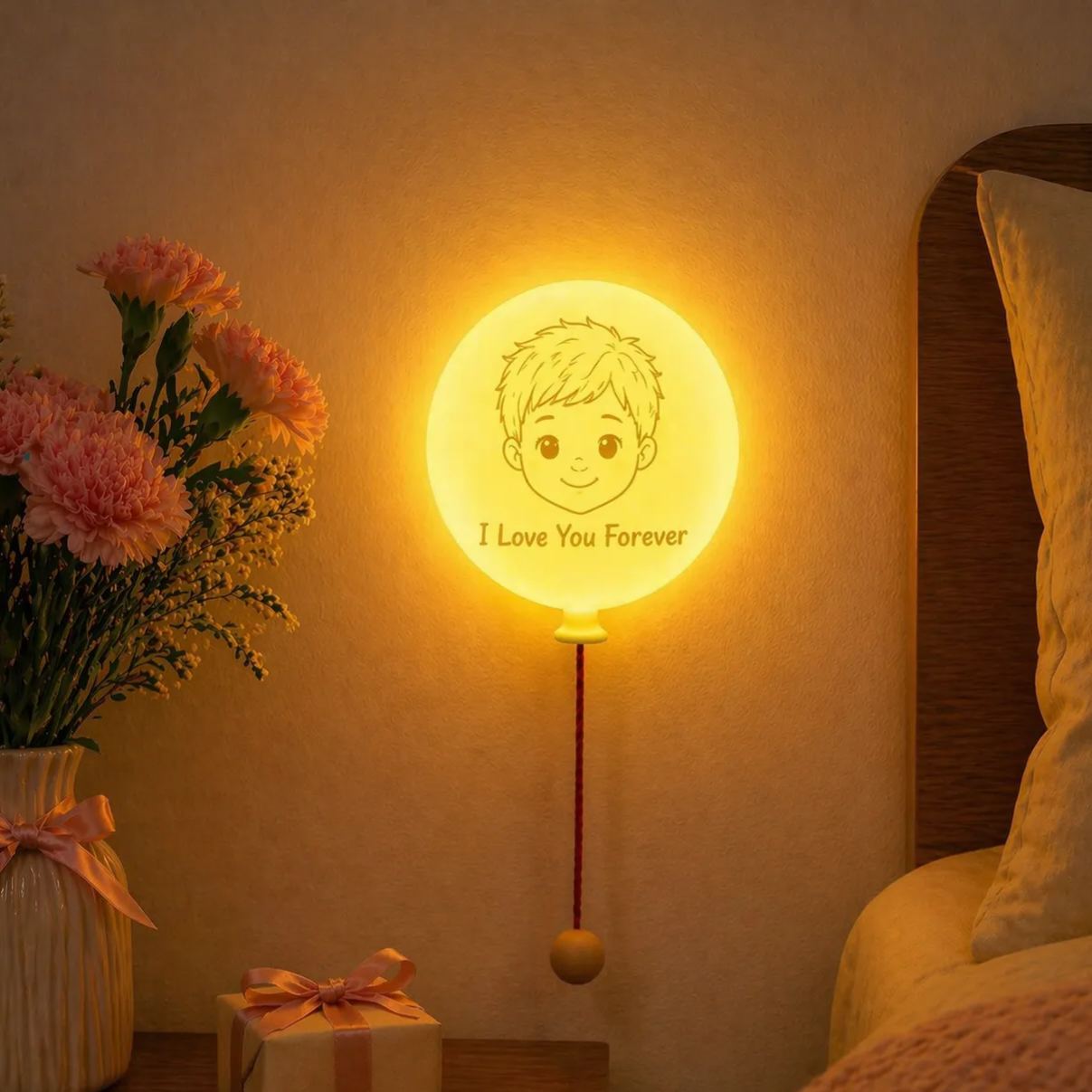 Lámpara De Noche Con Forma De Globo Personalizada: Lámpara Led Con Nombre Personalizado, Luz Suave, Recargable, Ideal Para Niños Y Como Regalo Divertido Para El Día De La Madre. - mymoonlampes