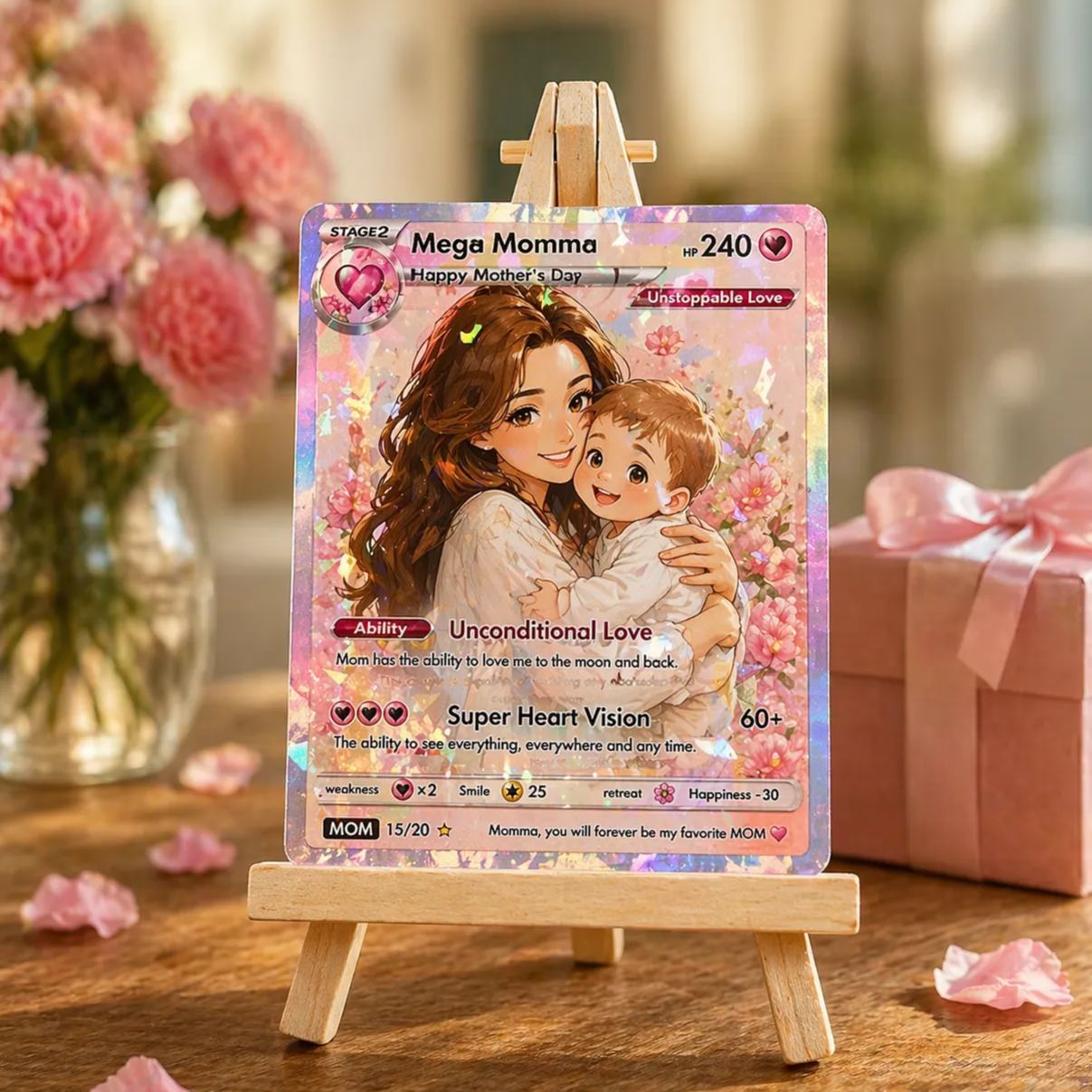 Tarjeta Personalizada Estilo Monster Trainer: Un Recuerdo Único Para El Día De La Madre Para Gamers. - mymoonlampes