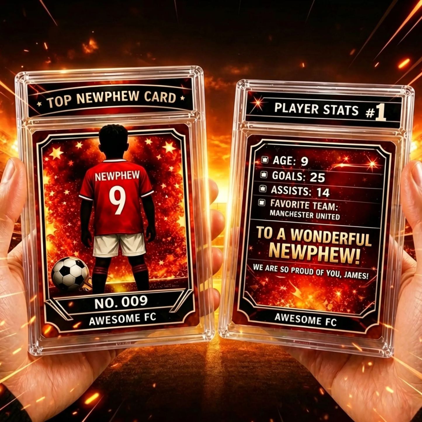 Tarjeta de cumpleaños de fútbol personalizada Regalo de tarjeta comercial de jugador de fútbol personalizado para niños - mymoonlampes
