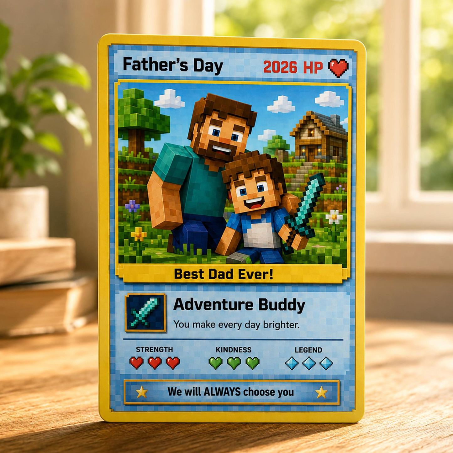 Tarjeta de juego personalizada del Día del Padre para papá y abuelo, regalo personalizado de retrato de dibujos animados de recuerdo de niños, regalo del Día del Padre - mymoonlampes