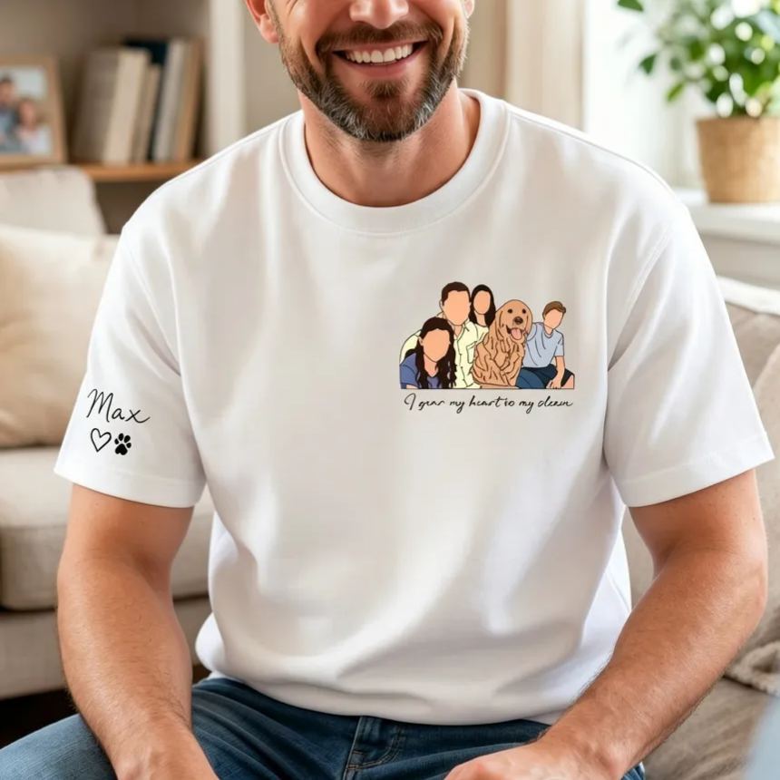 Camiseta personalizada, retrato familiar con nombres personalizados en la manga, regalo perfecto para la familia - mymoonlampes