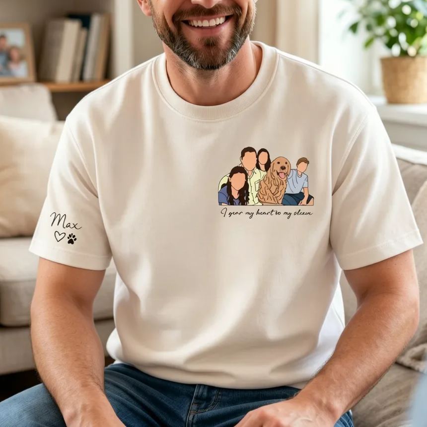 Camiseta personalizada, retrato familiar con nombres personalizados en la manga, regalo perfecto para la familia - mymoonlampes