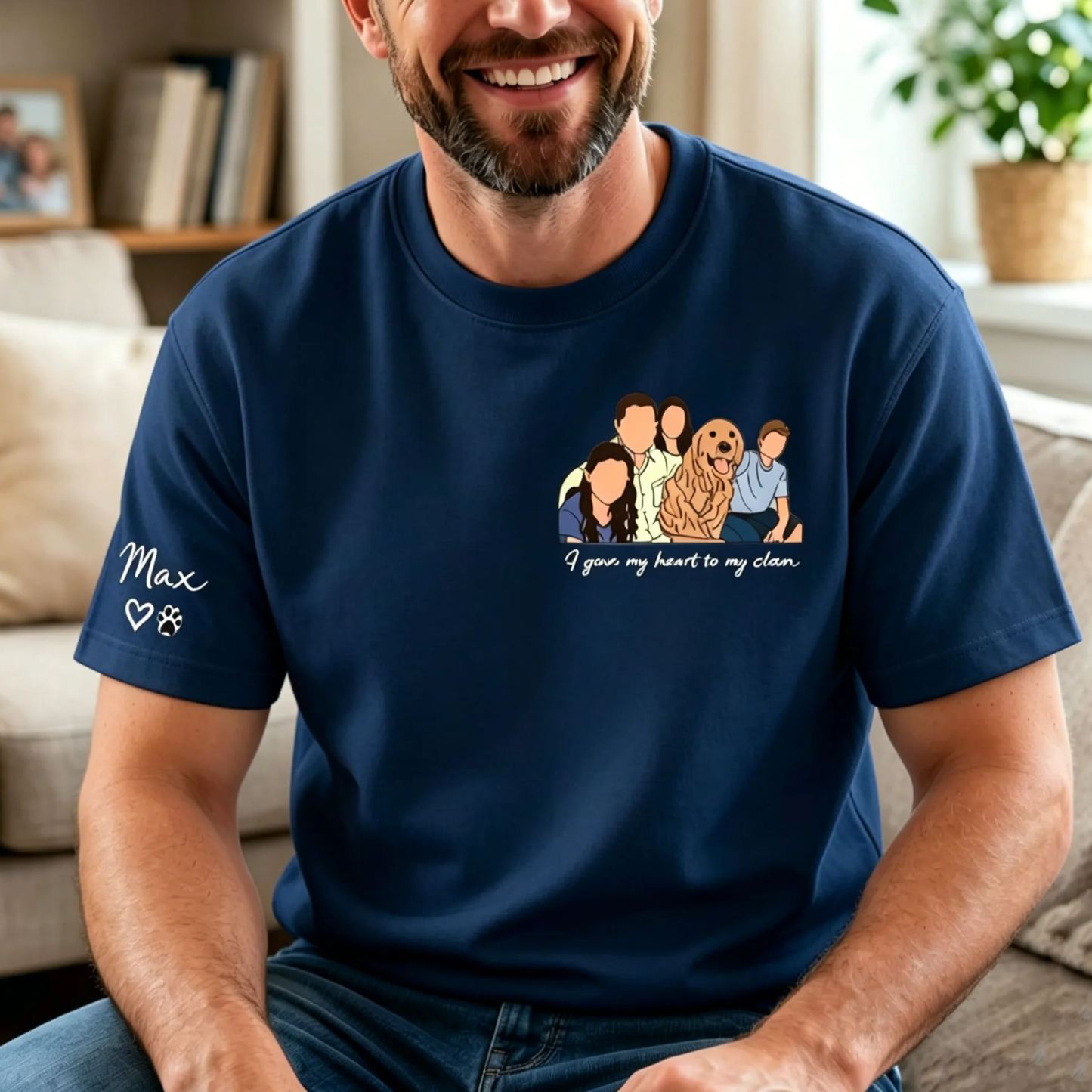 Camiseta personalizada, retrato familiar con nombres personalizados en la manga, regalo perfecto para la familia - mymoonlampes
