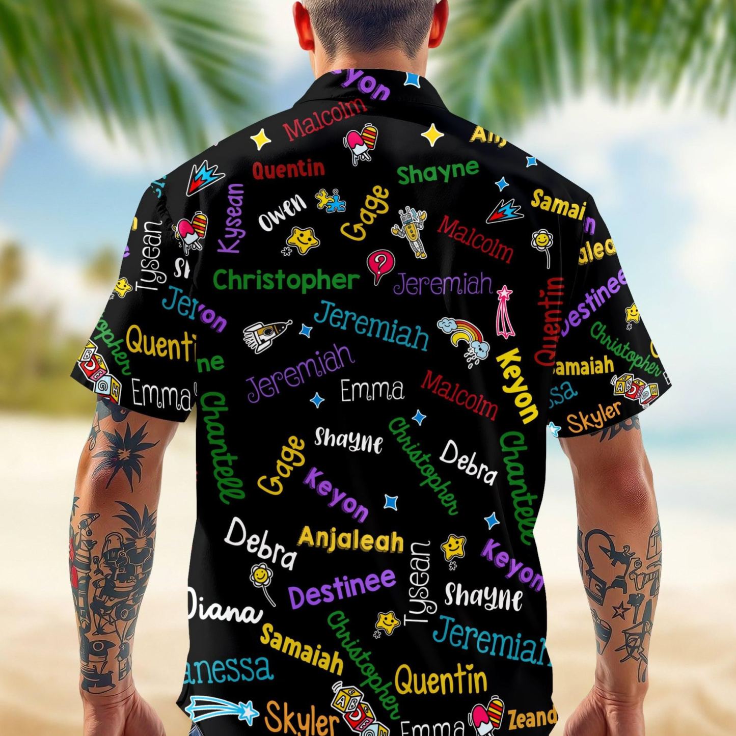 Camisa personalizada de Papa Kids con nombre Word Art Hawaii, regalo para papá, regalo del Día del Padre - mymoonlampes