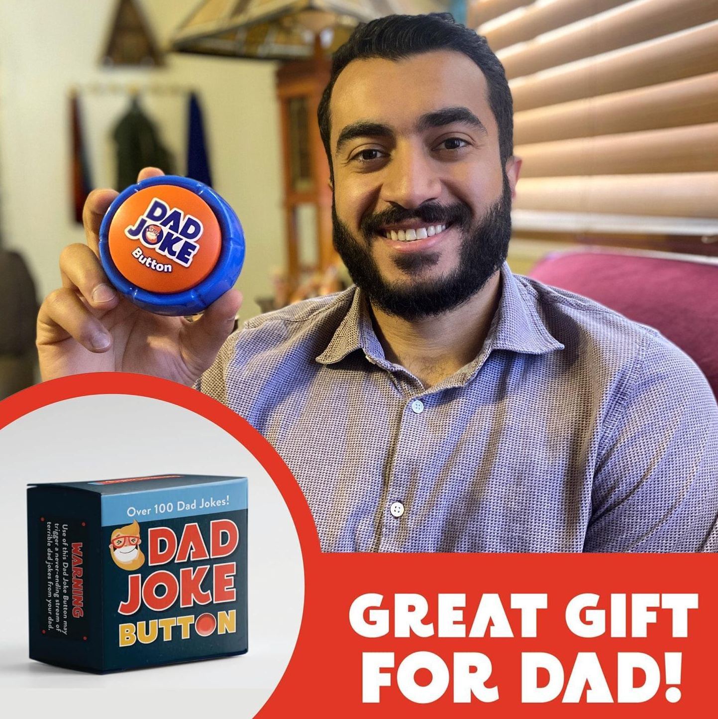 Botón que habla de la broma del papá | Más de 100 chistes cursis de papá, regalo divertido para el día del padre o regalo para papá - mymoonlampes
