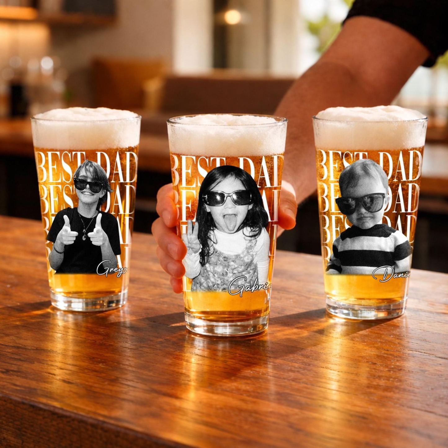 Foto personalizada vaso de cerveza para papá, regalo del día del padre para papá, regalos divertidos para papá con foto de niños, el mejor regalo de papá, regalos para papá, regalo para el esposo - mymoonlampes