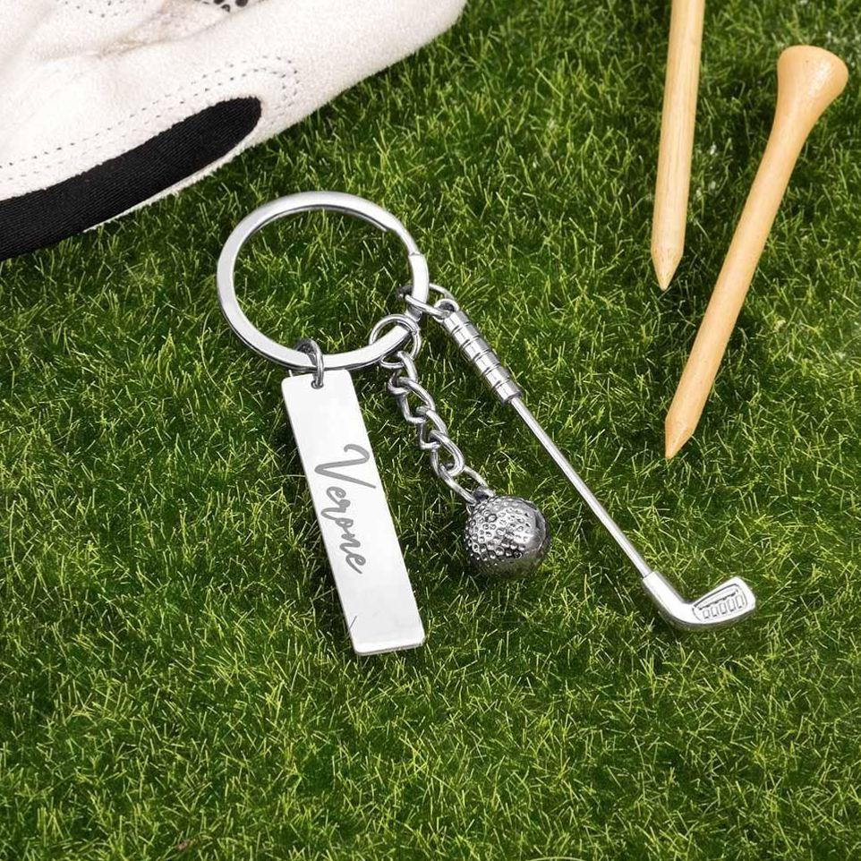 Llavero con nombre personalizado para club de golf y pelota, llavero de golf en miniatura, mochila, regalo de cumpleaños/aniversario para amantes del golf/jugadores/entrenadores - mymoonlampes