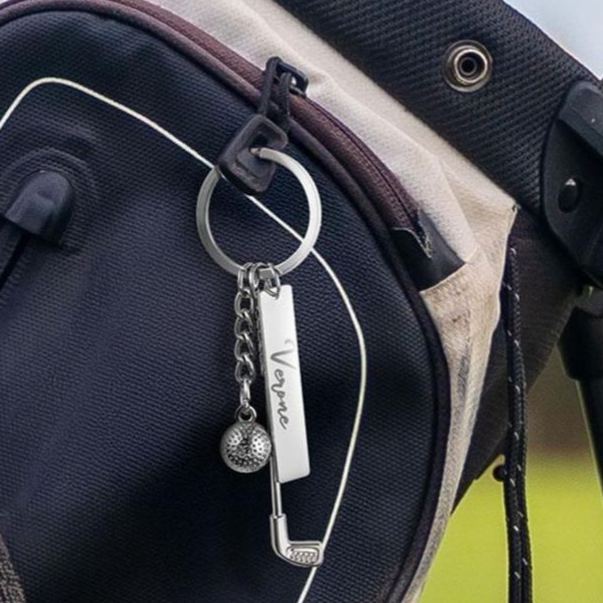 Llavero con nombre personalizado para club de golf y pelota, llavero de golf en miniatura, mochila, regalo de cumpleaños/aniversario para amantes del golf/jugadores/entrenadores - mymoonlampes