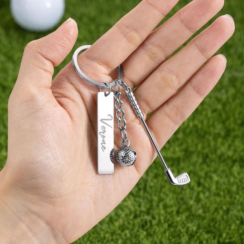 Llavero con nombre personalizado para club de golf y pelota, llavero de golf en miniatura, mochila, regalo de cumpleaños/aniversario para amantes del golf/jugadores/entrenadores - mymoonlampes