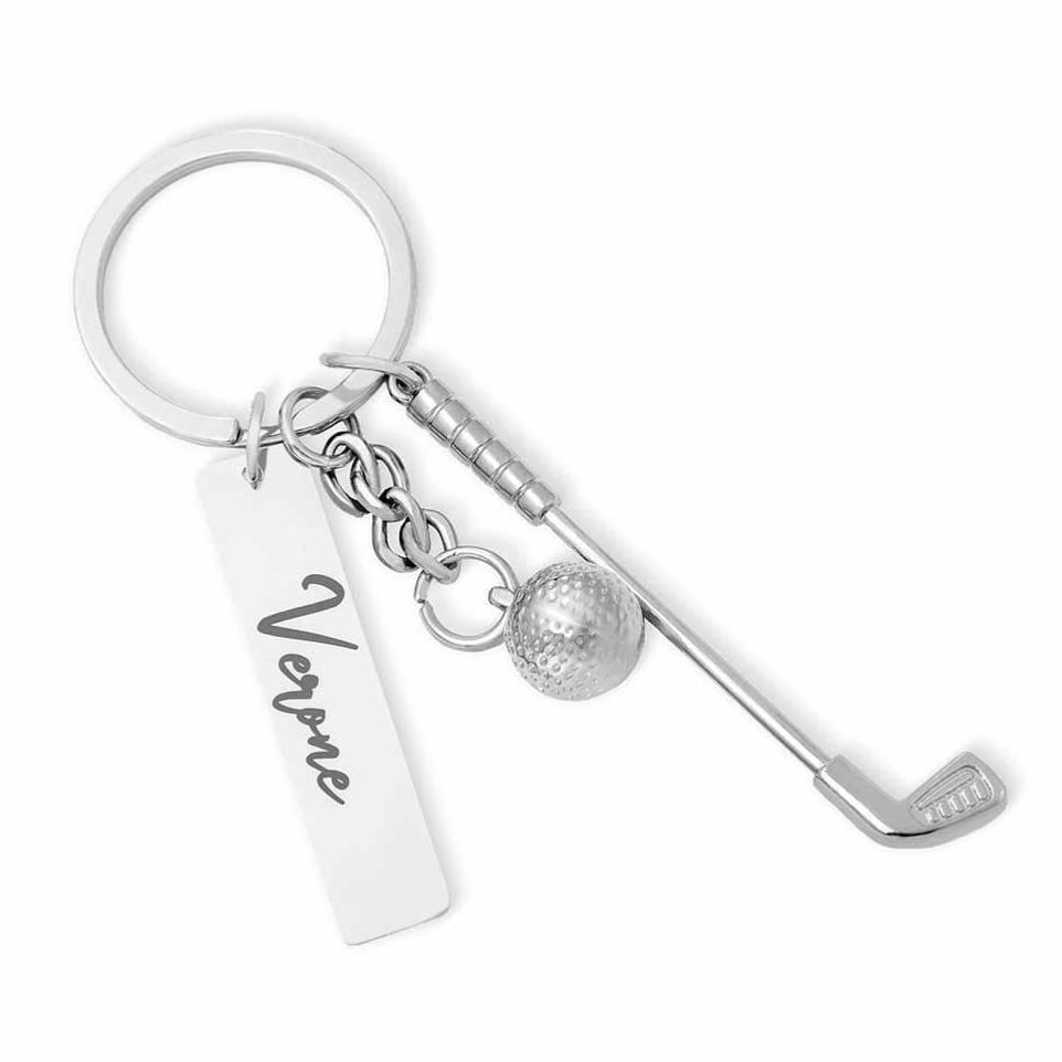 Llavero con nombre personalizado para club de golf y pelota, llavero de golf en miniatura, mochila, regalo de cumpleaños/aniversario para amantes del golf/jugadores/entrenadores - mymoonlampes