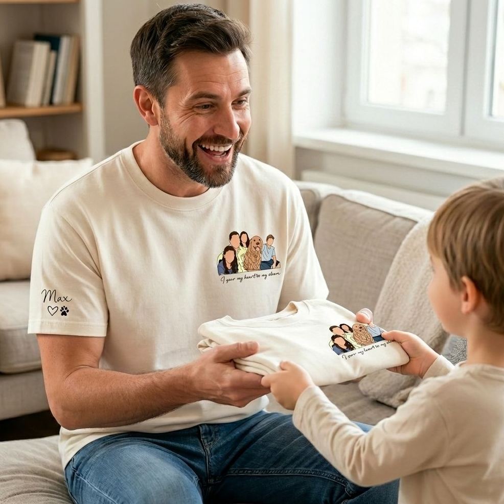 Camiseta personalizada, retrato familiar con nombres personalizados en la manga, regalo perfecto para la familia - mymoonlampes