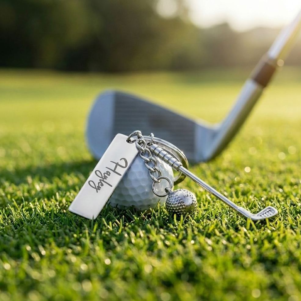 Llavero con nombre personalizado para club de golf y pelota, llavero de golf en miniatura, mochila, regalo de cumpleaños/aniversario para amantes del golf/jugadores/entrenadores - mymoonlampes