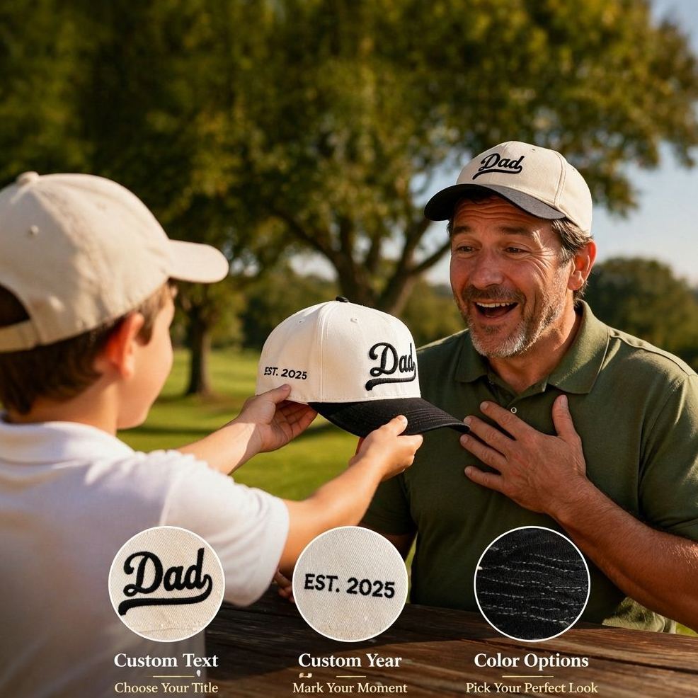 Sombrero de papá personalizado - Gorra bordada personalizada con fecha - Regalo del Día del Padre - Regalo para el marido - Regalos para nuevos papás - Abuelo presente - mymoonlampes